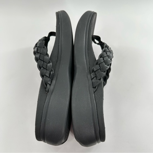 Vionic sandals 9 41 Kenji black faux leather braided thong orthopedic flatforms - Picture 6 of 12